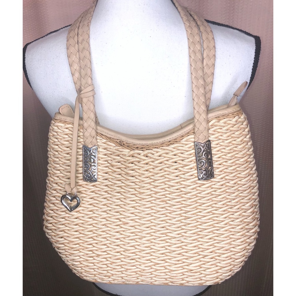Brighton Woven Shoulder Bag in Beige